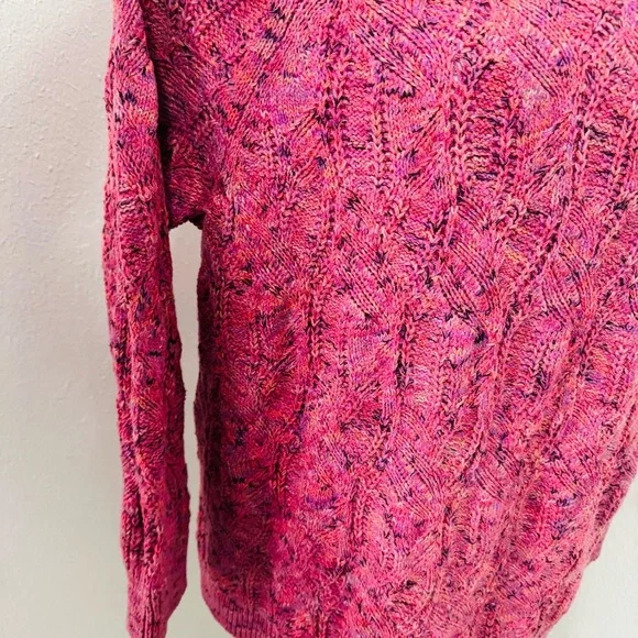 J. Jill Wearever Collection NWOT Plus Size 2X Pink Marled Cable Knit Sweater - Picture 3 of 8